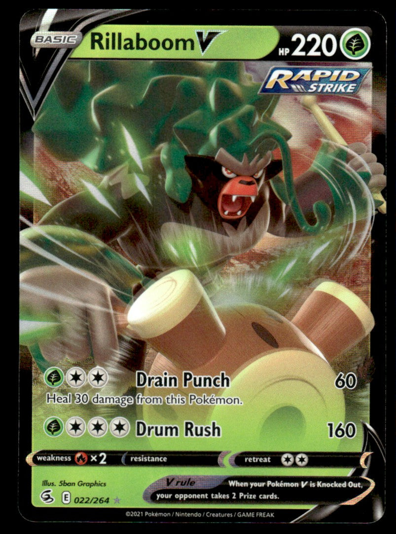 Pokemon Riluboom Rillaboom V 022/264 - Fusion Strike - Sword & Shield – Poke MZT