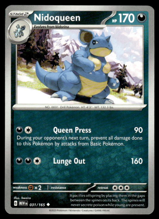 Nidoqueen 031/165 Uncomon - Scarlet & Violet - 151 - Scarlet & Violet