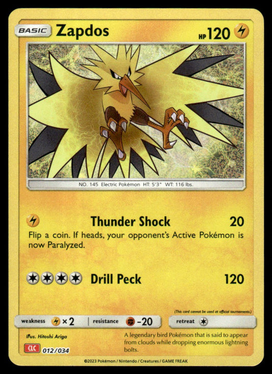 Zapdos 012/034 - Trading Card Game Classic