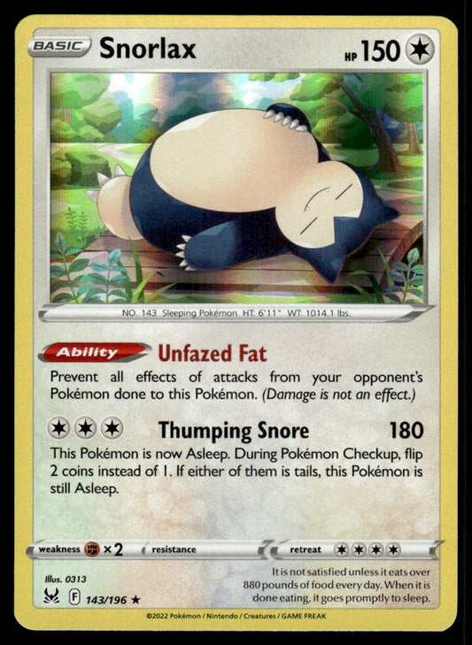 Snorlax 143/196 Holo - Lost Origin - Sword & Shield