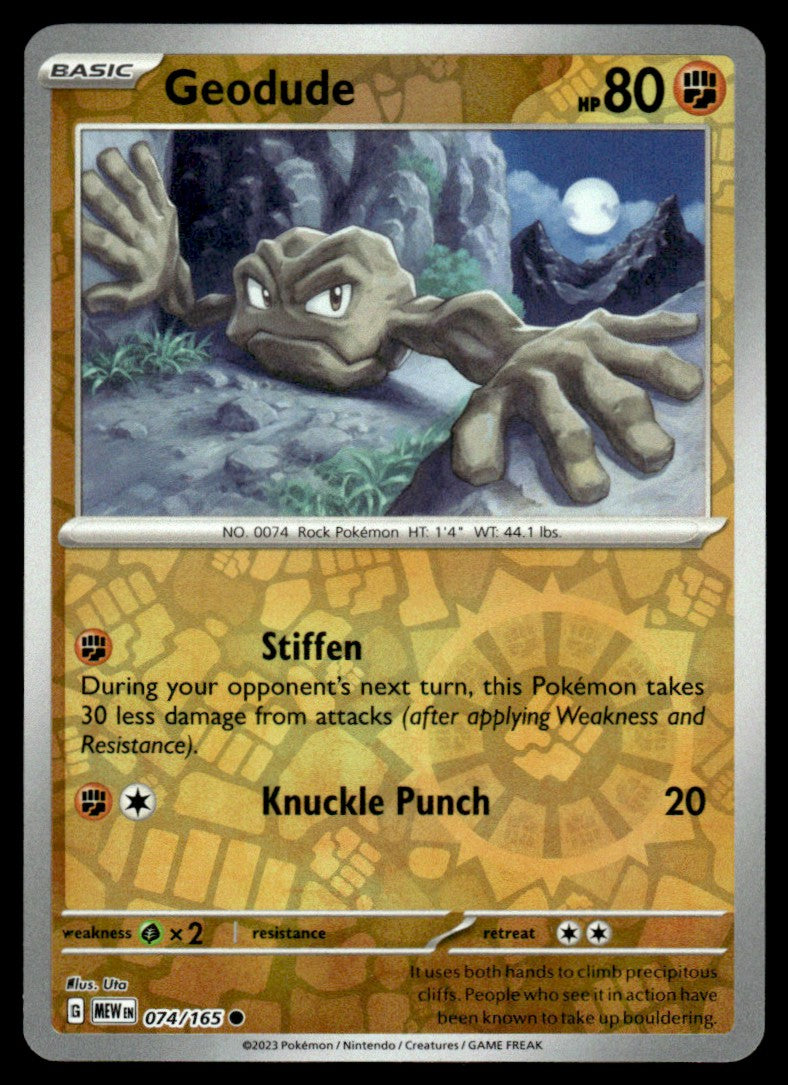 Geodude 074/165 Reverse - Scarlet & Violet - 151 - Scarlet & Violet