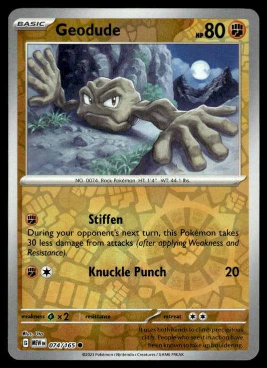 Geodude 074/165 Reverse - Scarlet & Violet - 151 - Scarlet & Violet