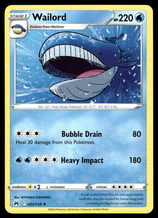 Wailord 032/159 Rare - Crown Zenith - Sword & Shield