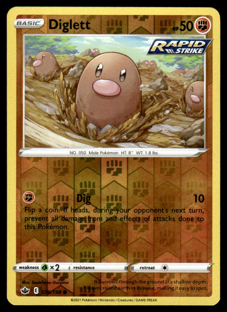 Diglett 076/198 Reverse - Chilling Reign - Sword & Shield