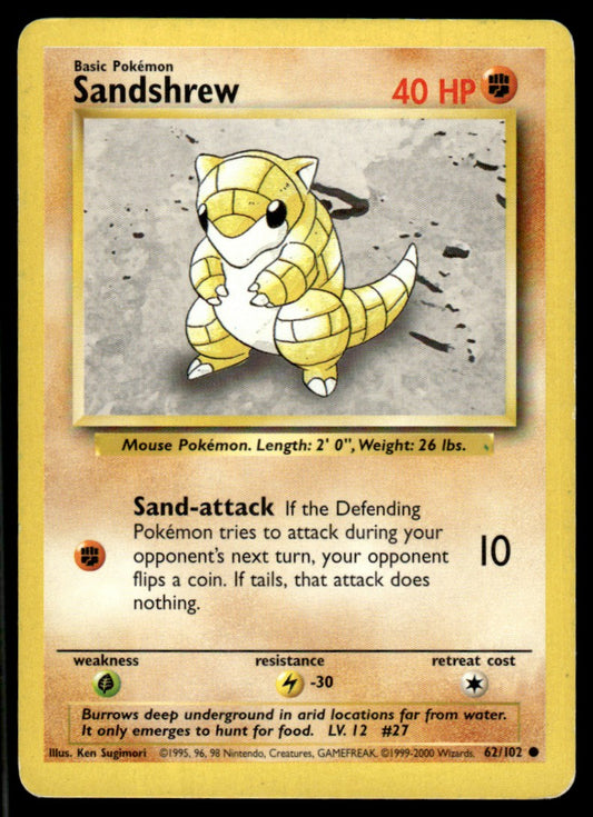 LP Sandshrew 62 No Holo - Base Set