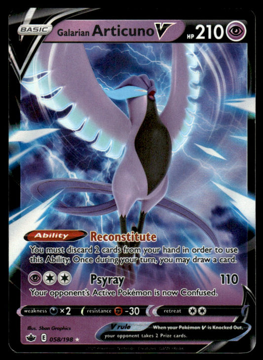 Galarian Articuno V 058/198 - Chilling Reign - Sword & Shield