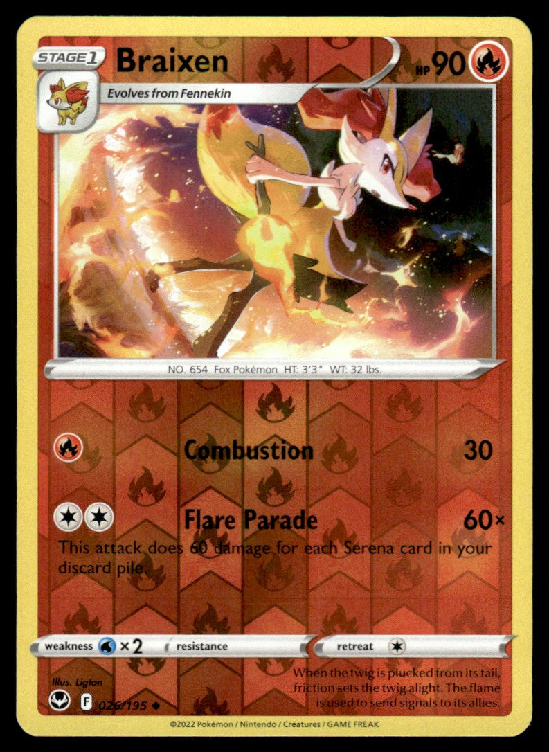 Braixen 026/195 Reverse - Silver Tempest - Sword & Shield