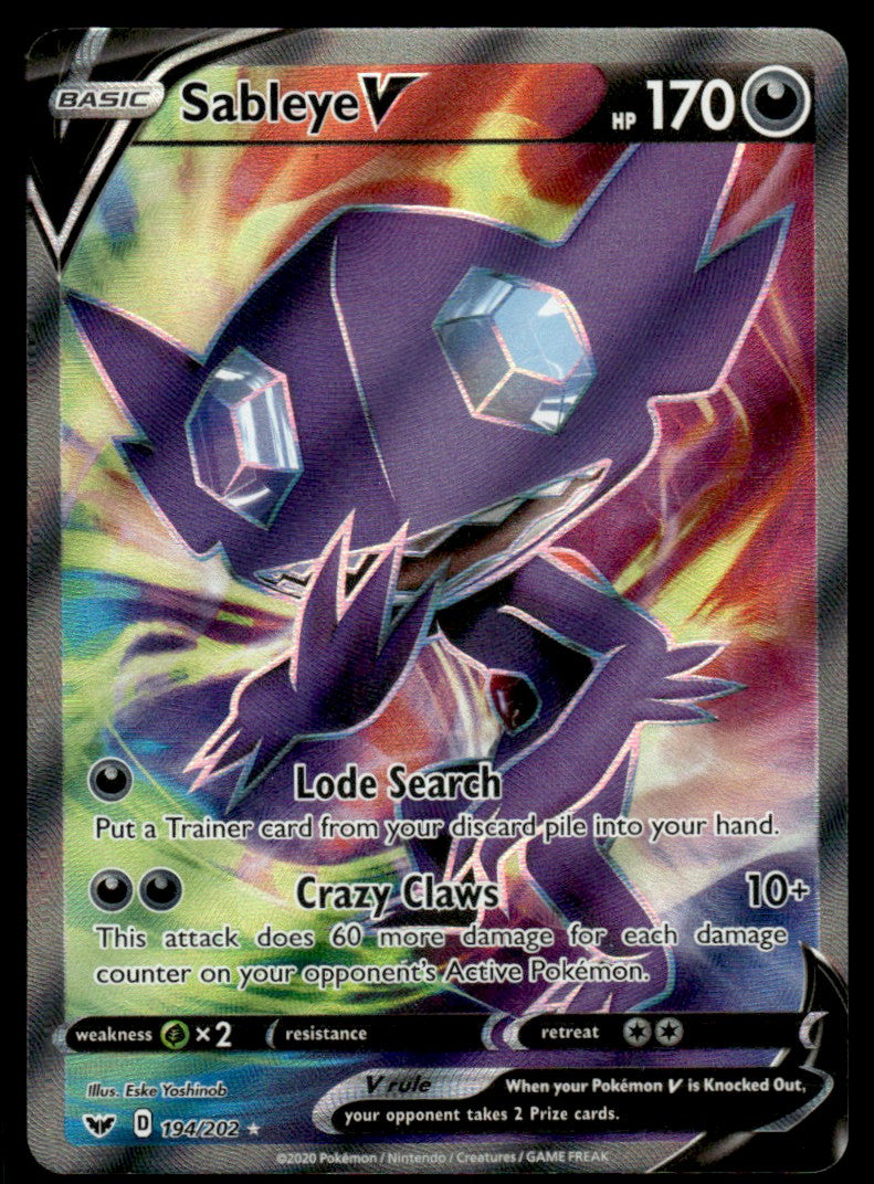 Sableye V 194/202 - Sword & Shield Base Set - Sword & Shield