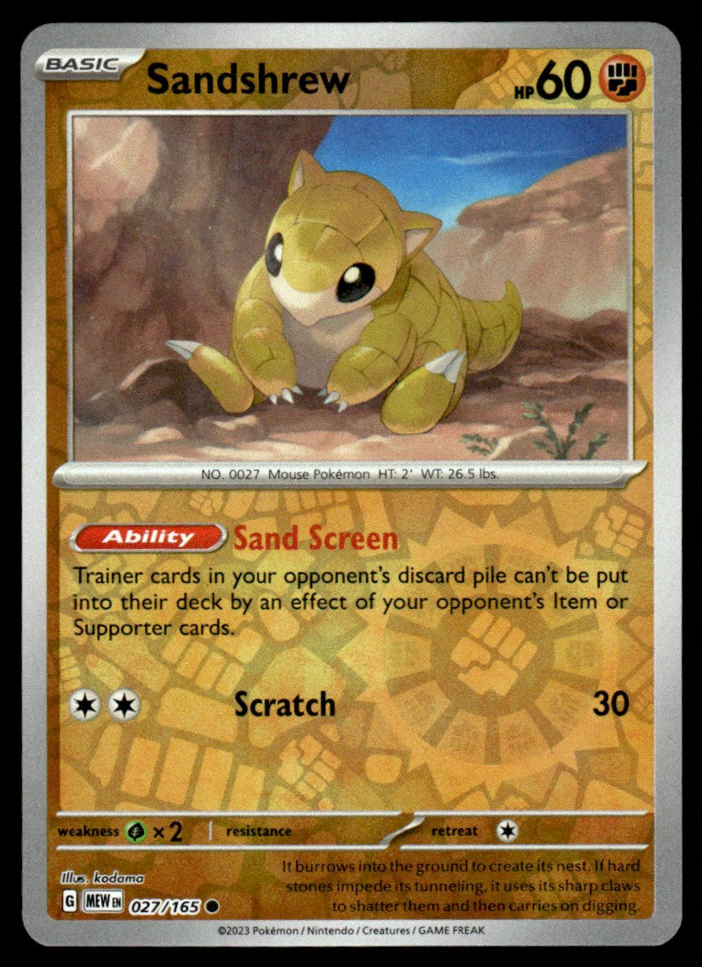 Sandshrew 027/165 Reverse - Scarlet & Violet - 151 - Scarlet & Violet