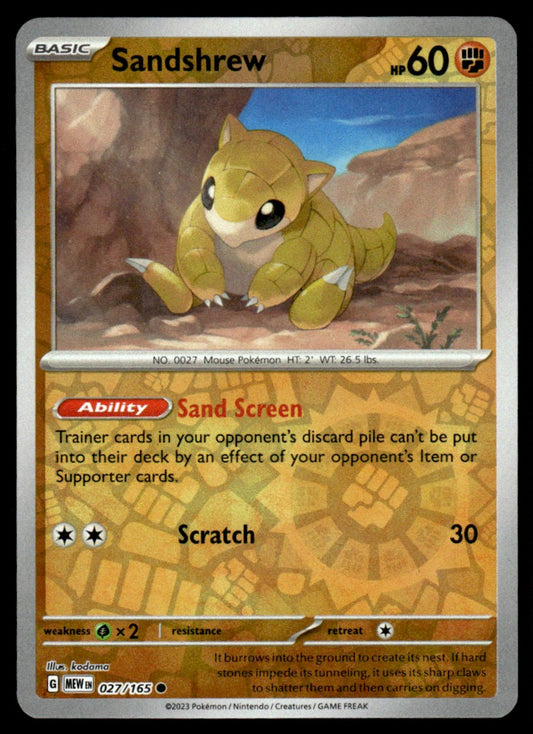 Sandshrew 027/165 Reverse - Scarlet & Violet - 151 - Scarlet & Violet