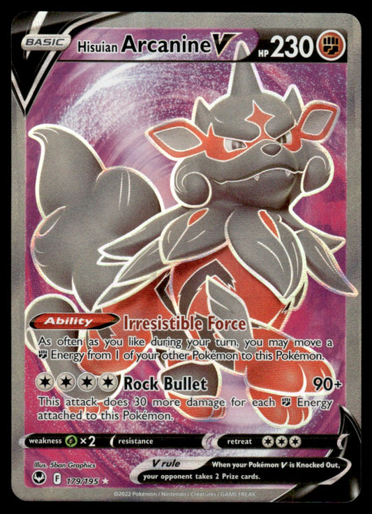 Hisuian Arcanine V 179/195 - Silver Tempest - Sword & Shield