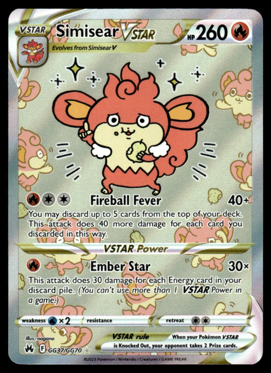 Simisear VSTAR GG37/GG70 - Crown Zenith - Galarian Gallery - Sword & Shield