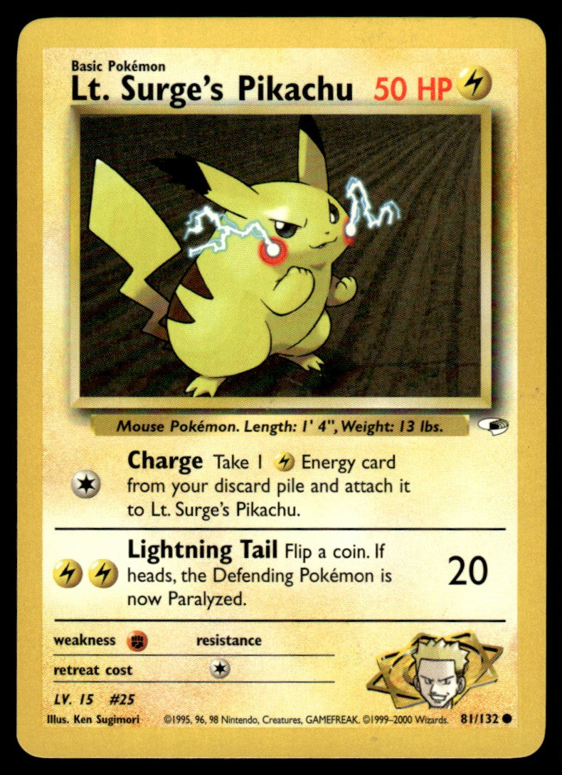 LP Lt. Surge’s Pikachu 81 No Holo - Gym Heroes
