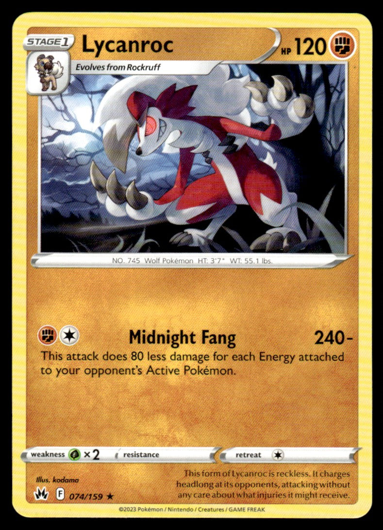 Lycanroc 074/159 Rare - Crown Zenith - Sword & Shield