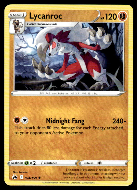 Lycanroc 074/159 Rare - Crown Zenith - Sword & Shield