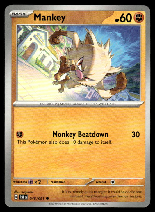 Mankey 045/091 Comun - Paldean Fates - Scarlet & Violet