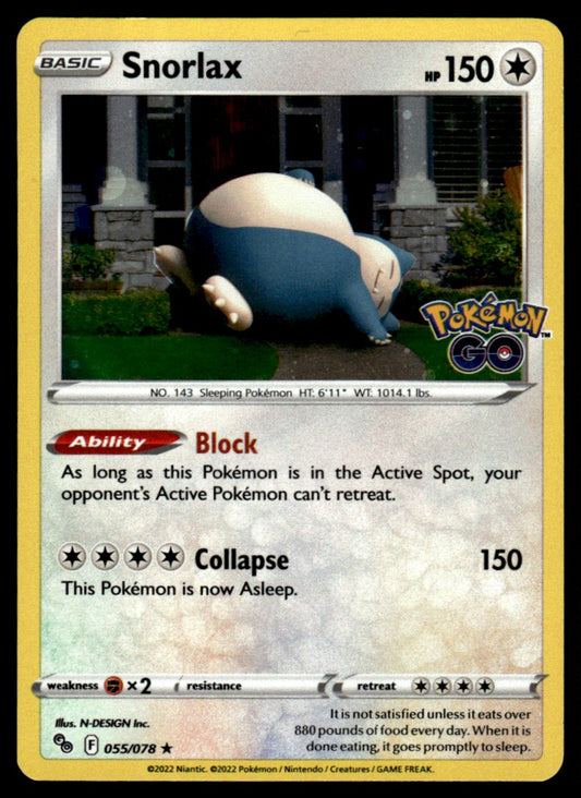Snorlax 055/078 Holo - Pokémon GO - Sword & Shield