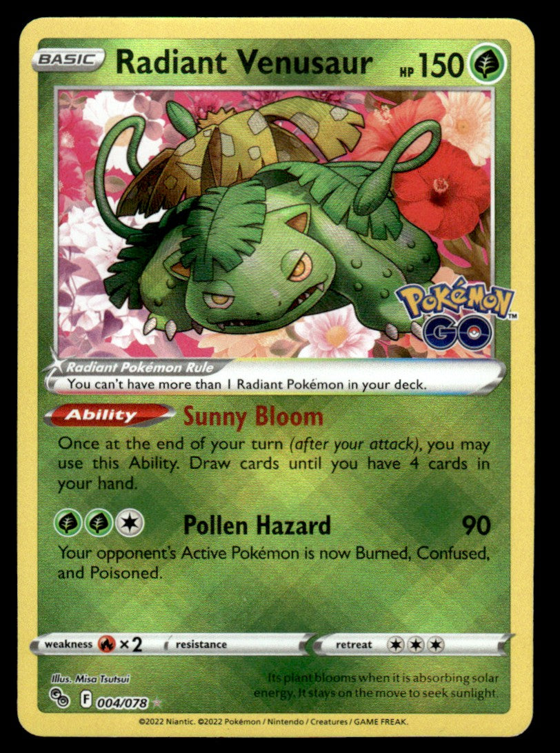 Radiant Venusaur 004/078 - Pokémon GO - Sword & Shield
