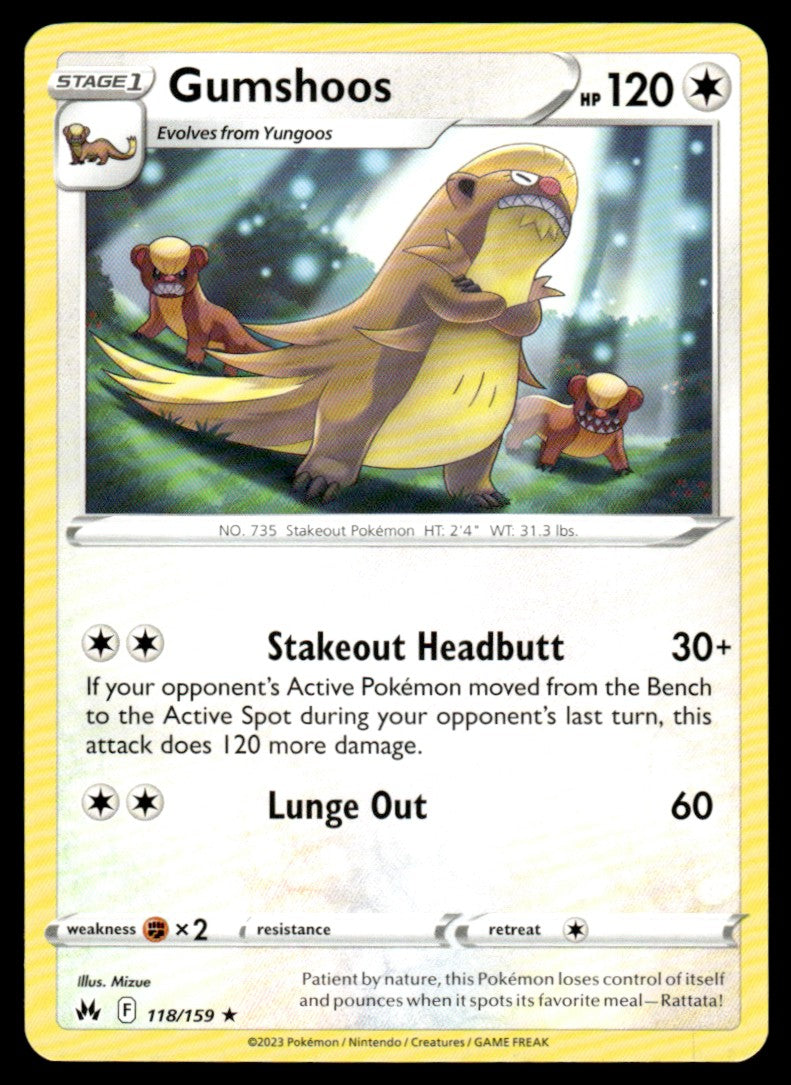 Gumshoos 118/159 Rare - Crown Zenith - Sword & Shield