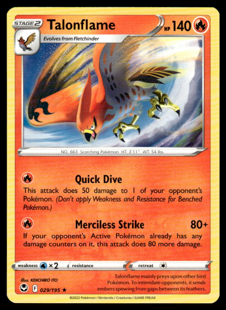 Talonflame 029/195 Rare - Silver Tempest - Sword & Shield