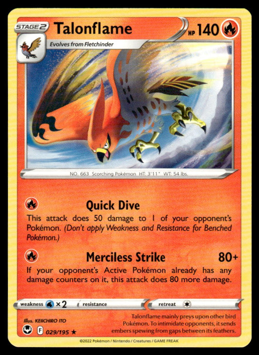 Talonflame 029/195 Rare - Silver Tempest - Sword & Shield