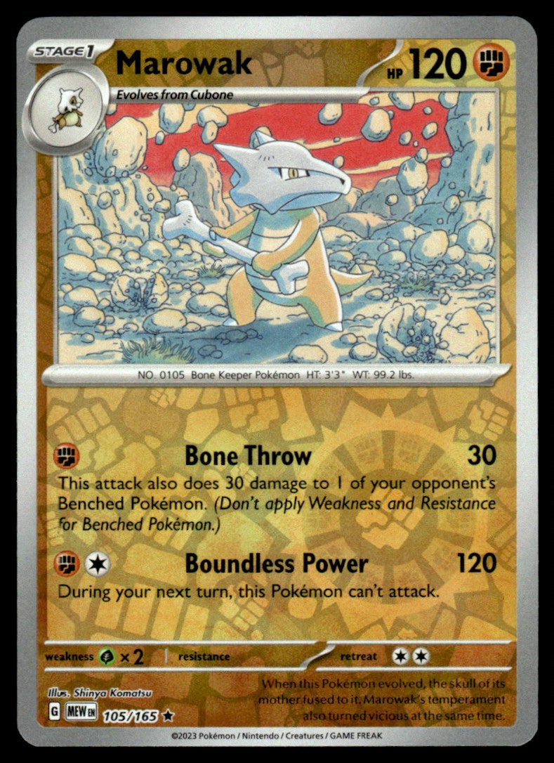 Marowak 105/165 Reverse - Scarlet & Violet - 151 - Scarlet & Violet