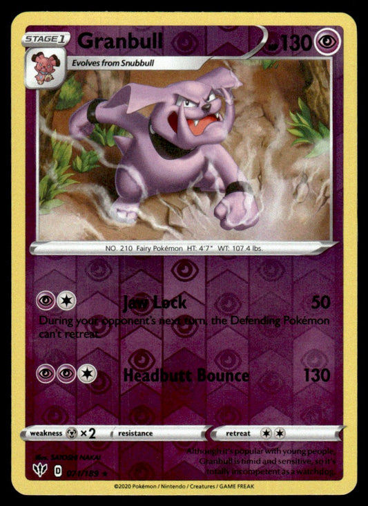 Granbull 071/189 Reverse - Darkness Ablaze - Sword & Shield