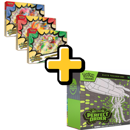 Combo - Ascended Heroes - Mega ex Box (Trio) + Perfect Order ETB - Ingles