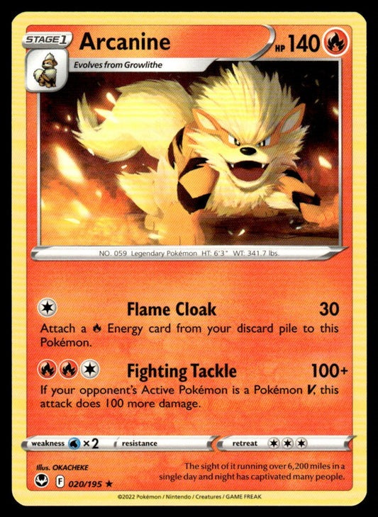 Arcanine 020/195 Rare - Silver Tempest - Sword & Shield