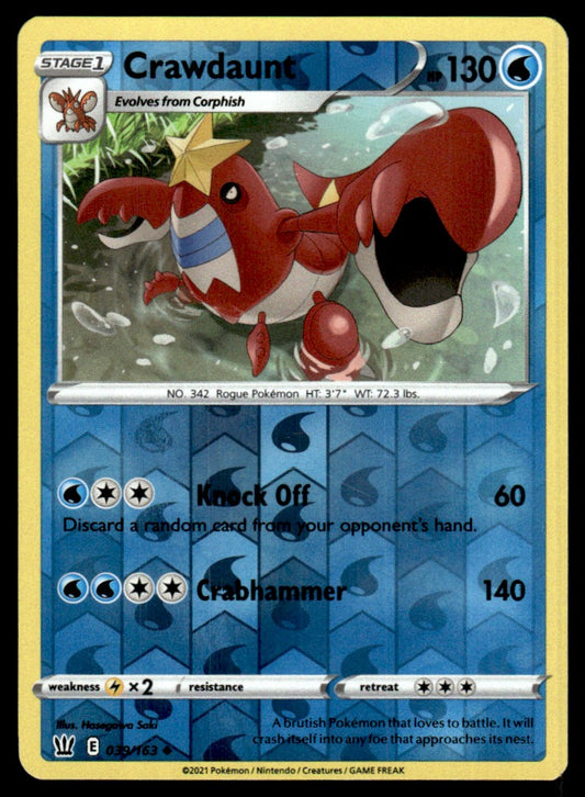 Crawdaunt 039/163 Reverse - Battle Styles - Sword & Shield