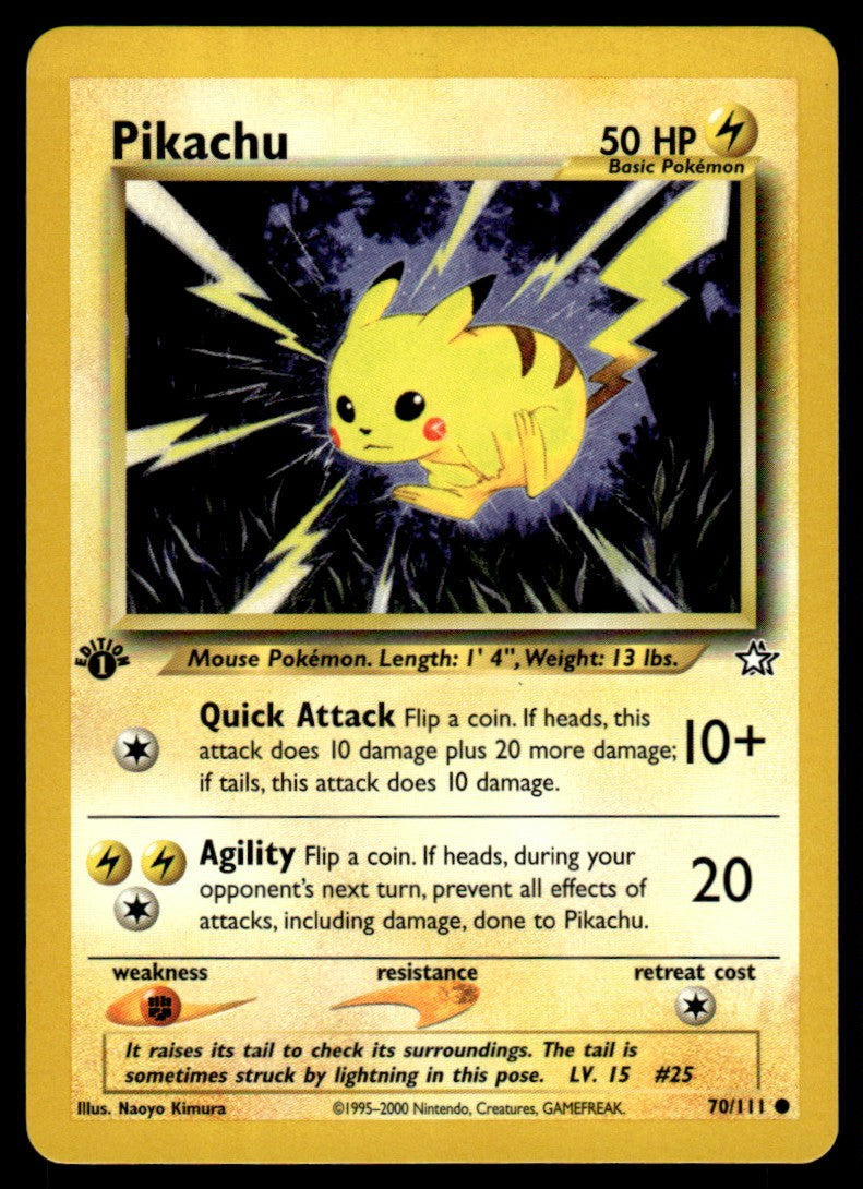 LP Pikachu 1st Edition 70 No Holo - Neo Genesis