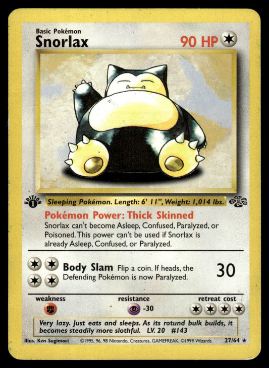 Snorlax - 1st Edition No Holo  - MP - Jungle