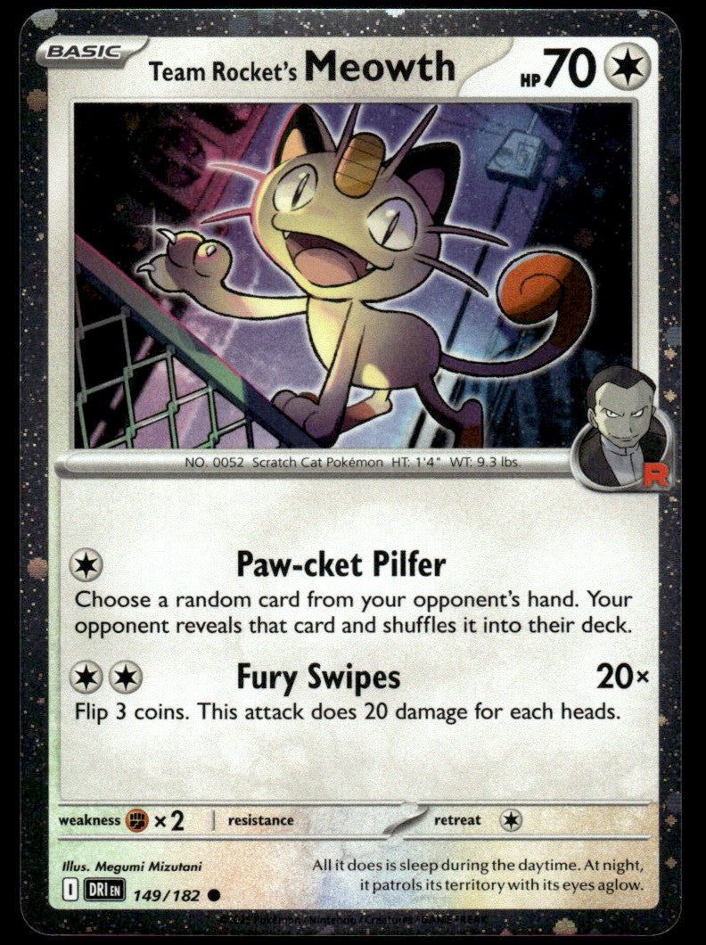 Team Rocket's Meowth (Cosmo Holo) 149/182 - Destined Rivals - Scarlet & Violet