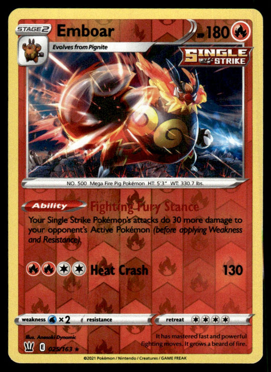 Emboar 025/163 Reverse - Battle Styles - Sword & Shield