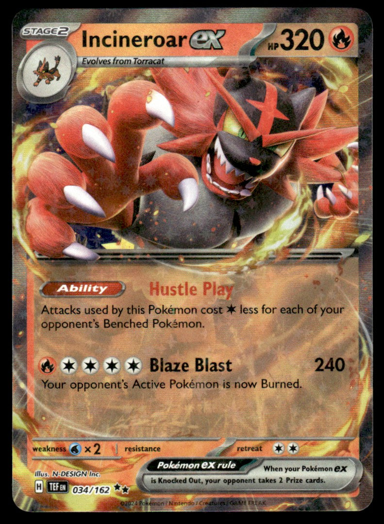 Incineroar ex 034/162 - Temporal Forces - Scarlet & Violet