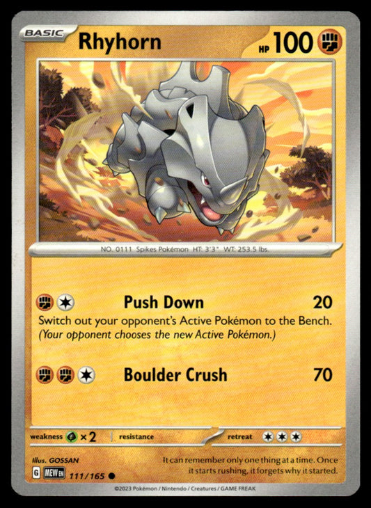 Rhyhorn 111/165 Comun - Scarlet & Violet - 151 - Scarlet & Violet