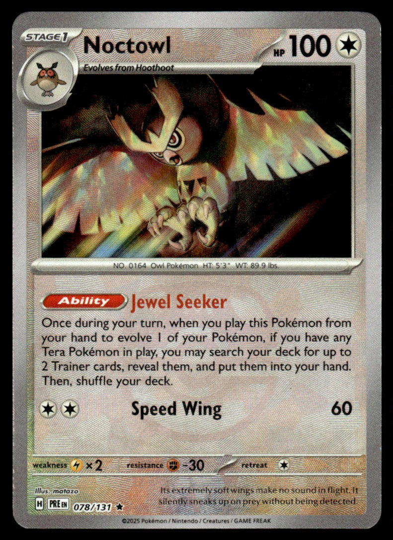 Noctowl (Master Ball Pattern) 078/131 - Prismatic Evolutions - Scarlet & Violet