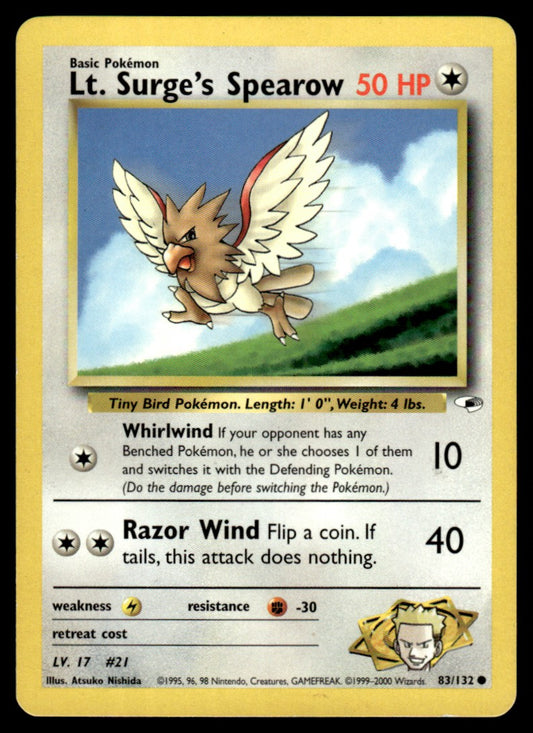 LP Lt. Surge’s Spearow 83 No Holo - Gym Heroes