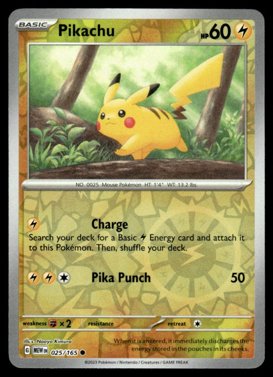 Pikachu 025/165 Reverse - Scarlet & Violet - 151 - Scarlet & Violet