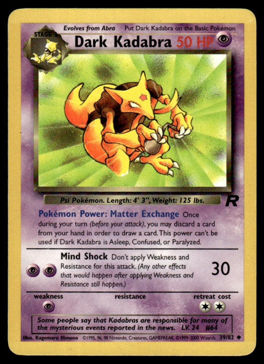 LP Dark Kadabra 39 No Holo - Team Rocket