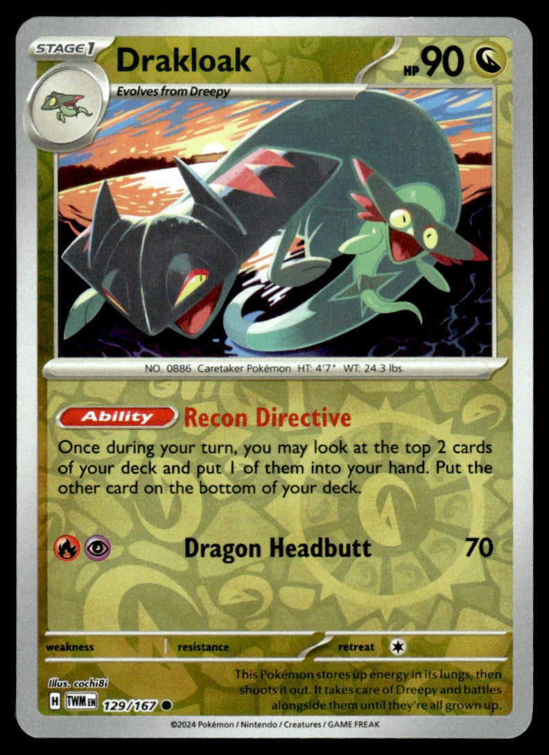 Pokemon Twilight Masquerade - Lotto Di 4 Carte Drakloak 129/167