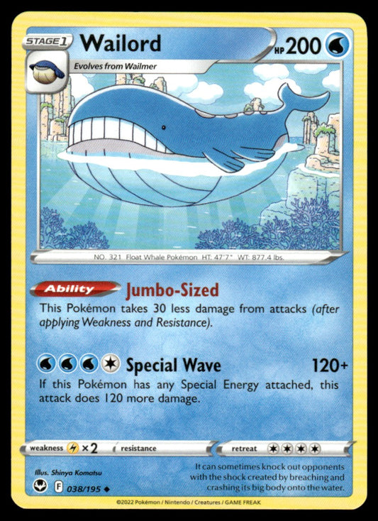 Wailord 038/195 Uncomon - Silver Tempest - Sword & Shield