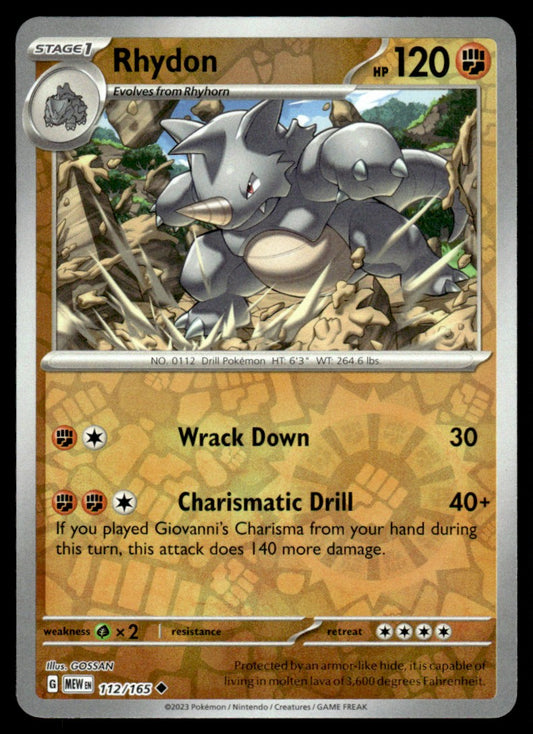 Rhydon 112/165 Reverse - Scarlet & Violet - 151 - Scarlet & Violet