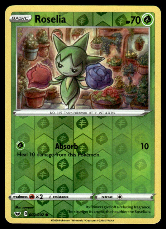 Roselia 002/202 Reverse - Sword & Shield Base Set - Sword & Shield