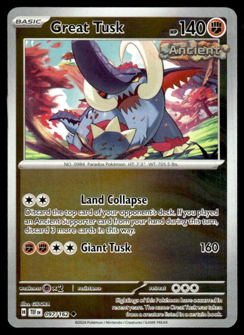 Great Tusk 097/162 Reverse - Temporal Forces - Scarlet & Violet