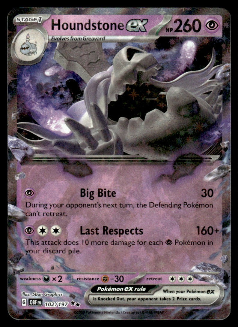 Houndstone ex 102/197 - Obsidian Flames - Scarlet & Violet