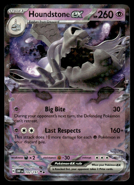 Houndstone ex 102/197 - Obsidian Flames - Scarlet & Violet