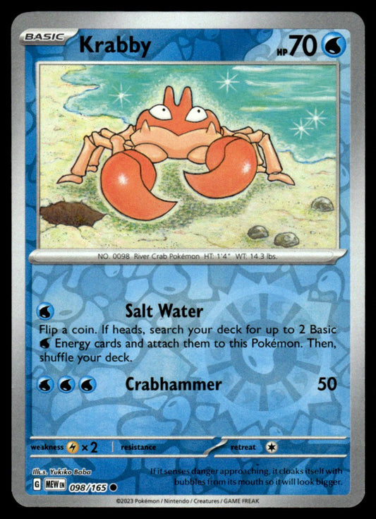Krabby 098/165 Reverse - Scarlet & Violet - 151 - Scarlet & Violet