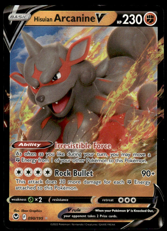 Hisuian Arcanine V 090/195 - Silver Tempest - Sword & Shield