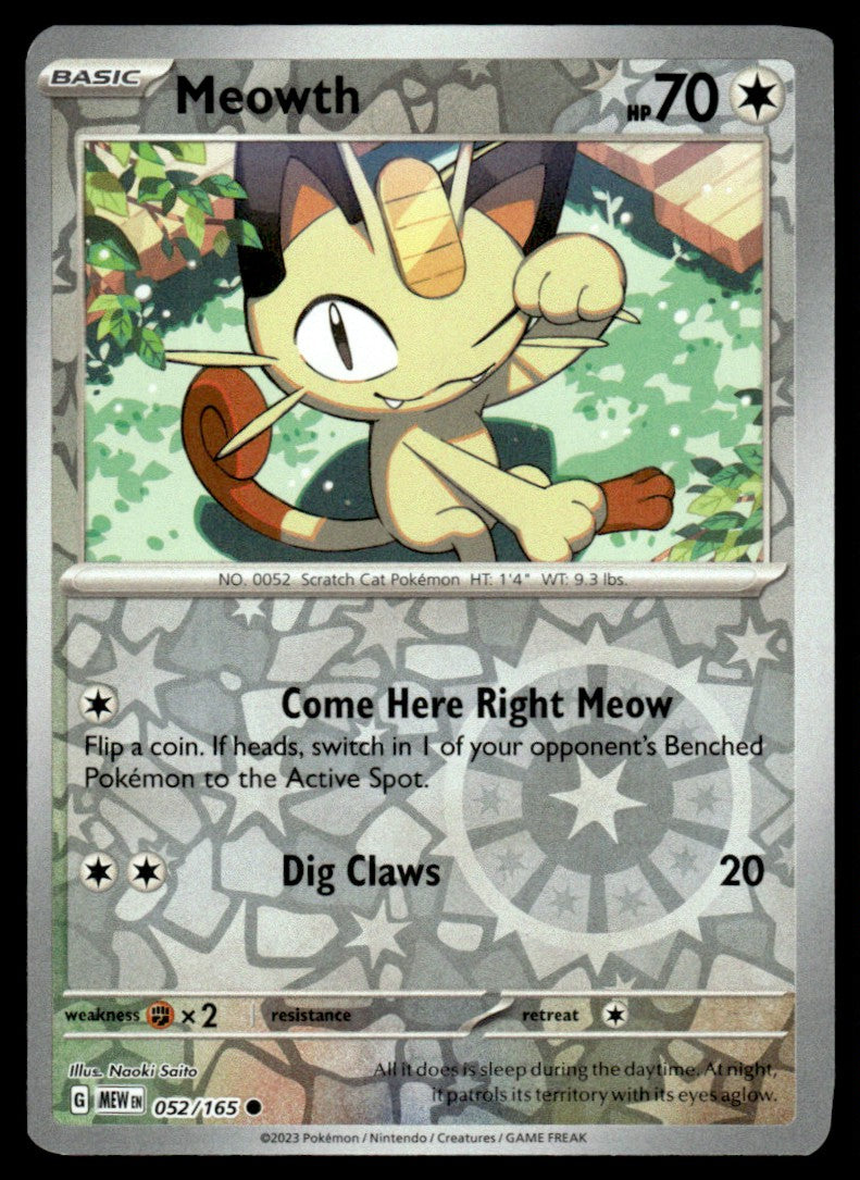 Meowth 052/165 Reverse - Scarlet & Violet - 151 - Scarlet & Violet